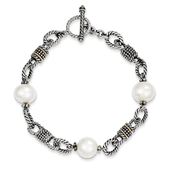 Sterling Silver w/14k Cultured Pearl Bracelet Sterling Silver w/14k Cultured Pearl Bracelet